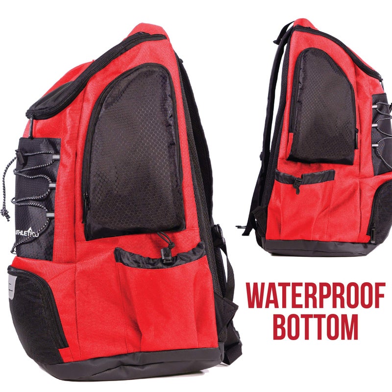 Athletico Swim Backpack - Swim Bag With Wet & Dry Compartments for Swimming, the Beach, Camping - Pool Bags Include Laptop Sleeve (Red) - Image 4